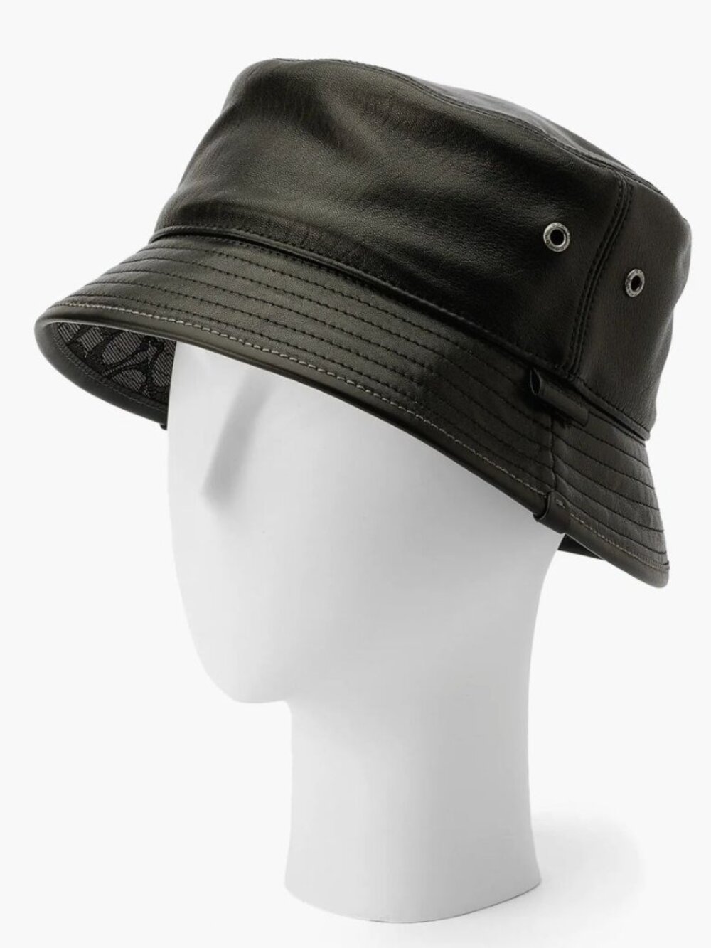New n/tag Coach Black Sheep Leather Reversible Bucket Hat XS/S Logo Jacquard